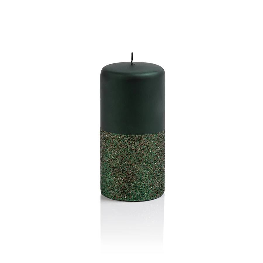 Vela metálica con diamantina verde GDE