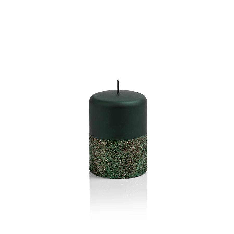 Vela metálica con diamantina verde CH