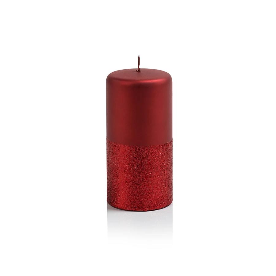 Vela metálica con diamantina roja