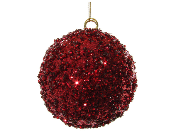 Esfera de cuentas y diamantina rojo oscuro